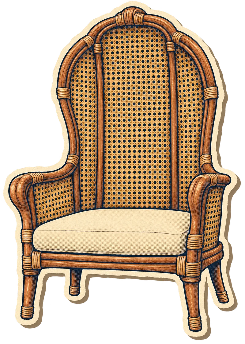 An enormous cane chair